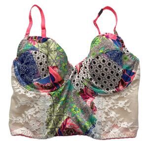 Victoria's Secret Nwt Dream Angels Long Line Patch Lightly Lined Demi Bra 32D